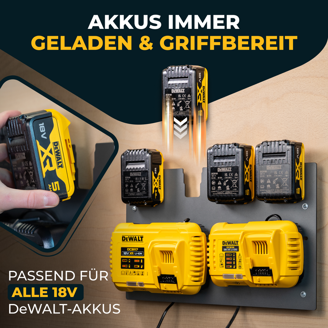 Wandhalterung für DeWalt Akkus & Ladegeräte