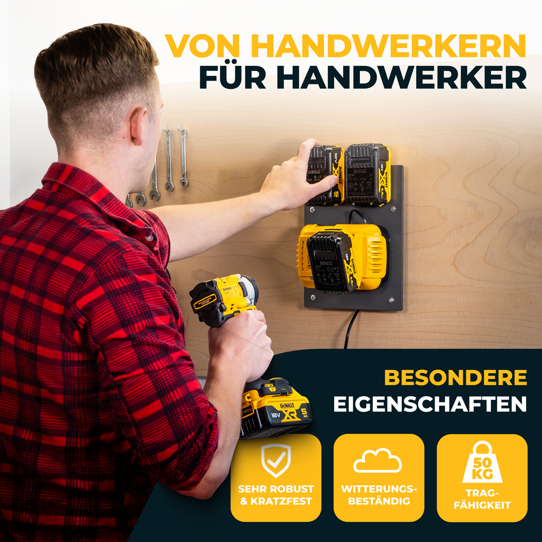 Halter für 2 Akkus & Ladegerät DeWalt