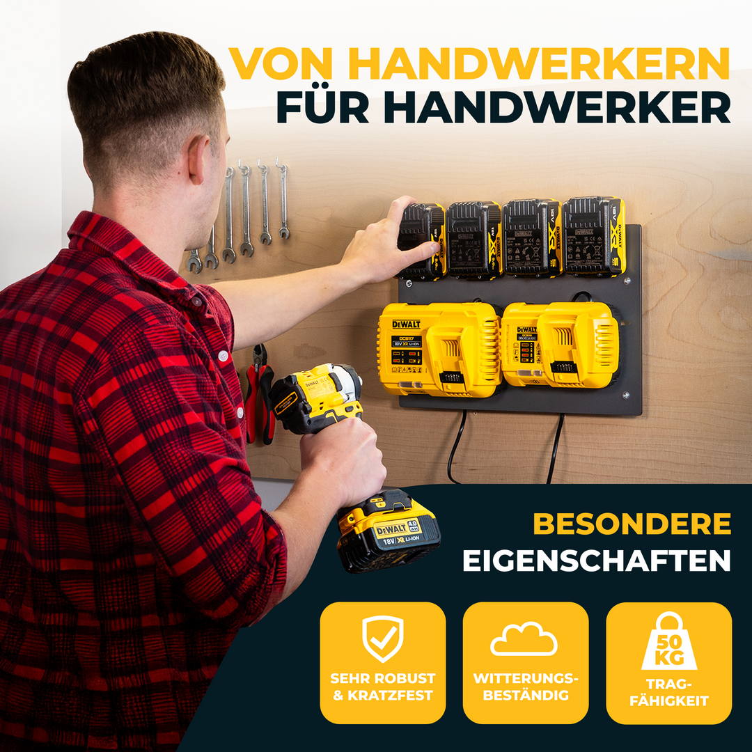 Wandhalterung für DeWalt Akkus & Ladegeräte