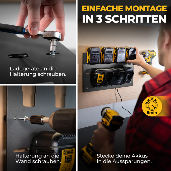 Wandhalterung für DeWalt Akkus & Ladegeräte