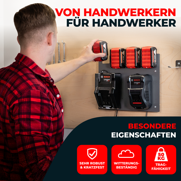 Wandhalterung für Bosch Akkus & Ladegeräte