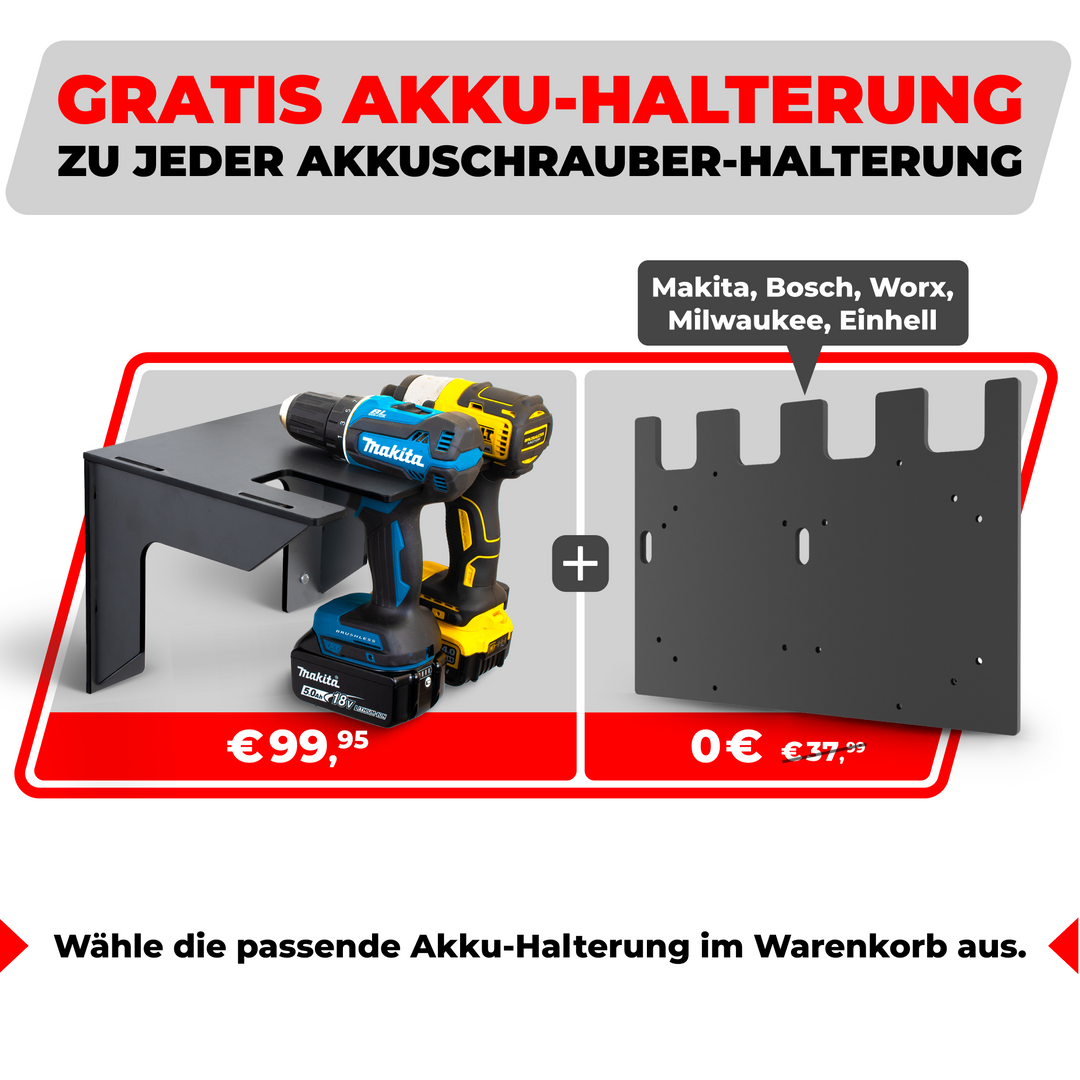 Wandhalterung für Akkuschrauber + GRATIS Akkuhalterung