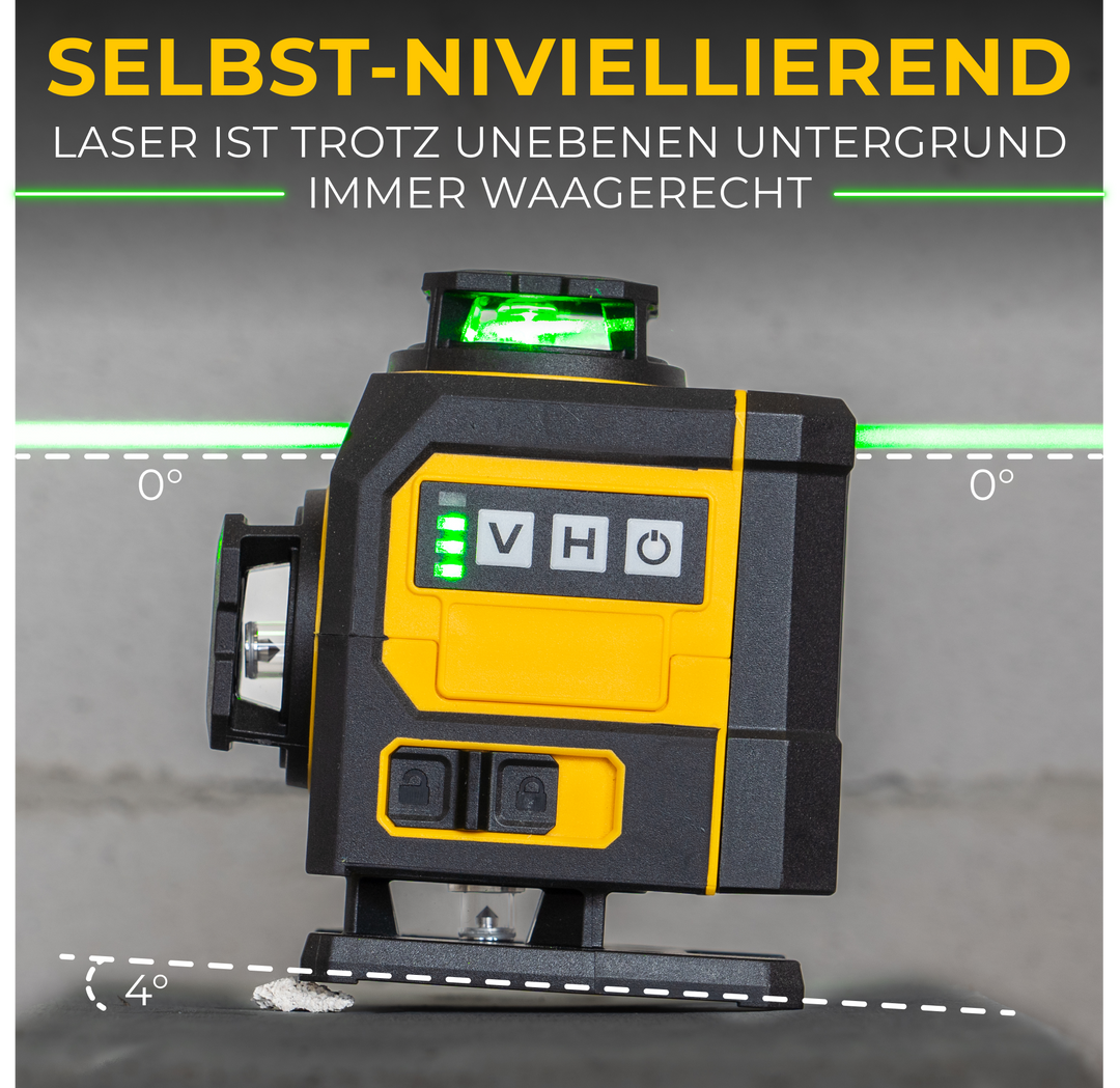 Kreuzlinienlaser 4D mit Halterung & Fernbedienung + GRATIS Entfernungsmesser