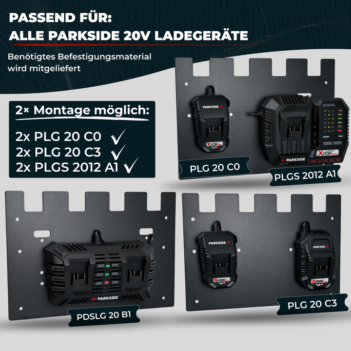 Wandhalterung für Parkside Akkus & Ladegeräte